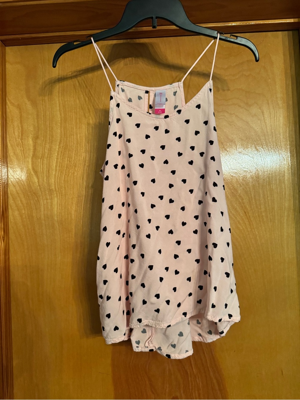 No Boundaries Pink Heart Print Spaghetti Strap Cami